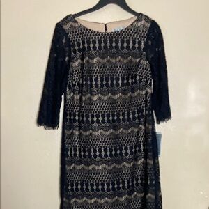 Eliza J Black Sheath Dress 3/4 Sleeve Crew Neck